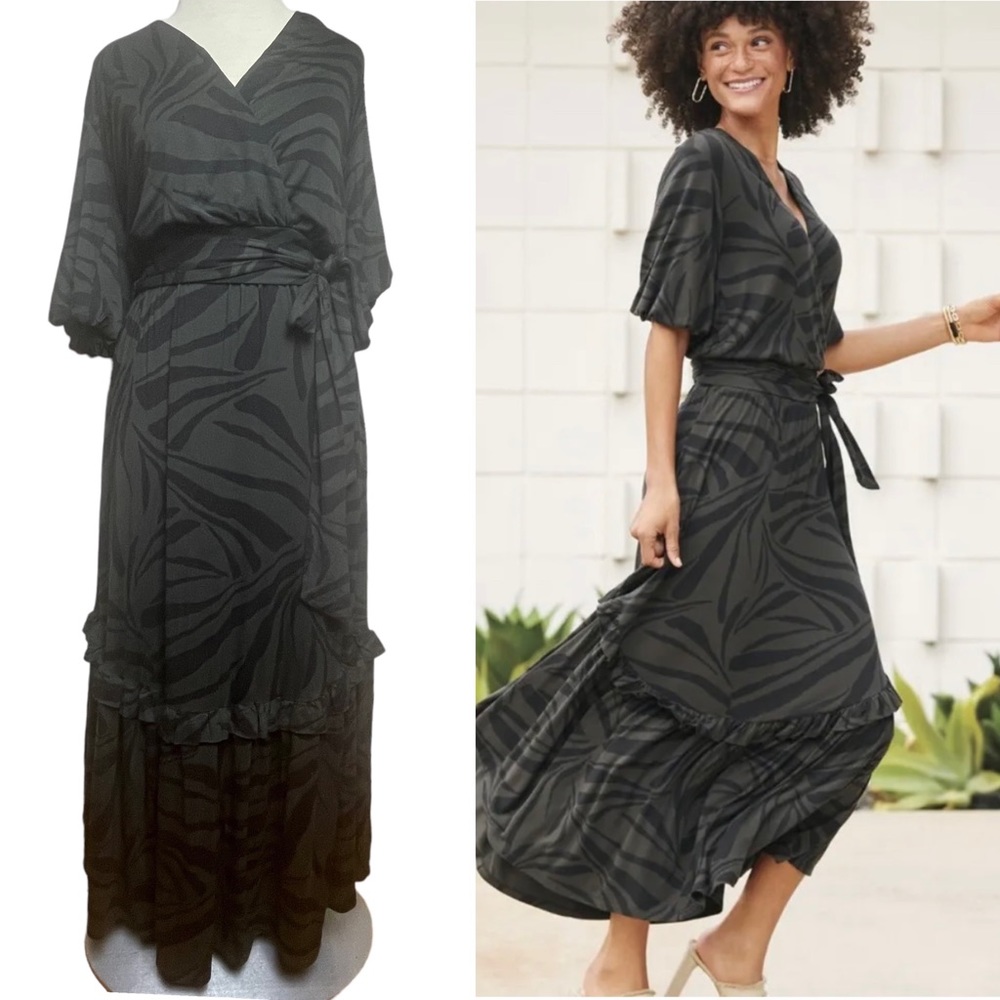 Evereve Z Supply Leisel Set - Tropical Zebra Skirt & Wrap Top Black / Green XS
